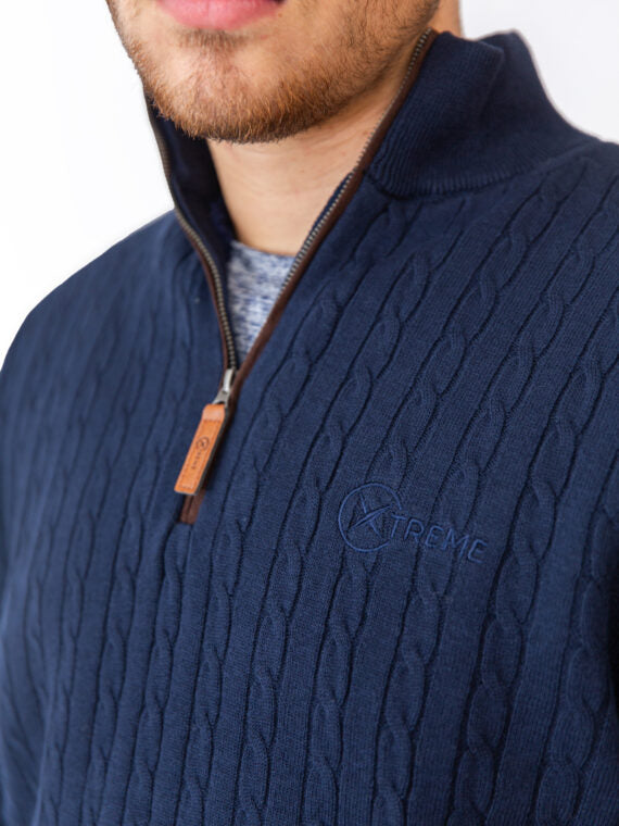 Xtreme Navy Cashmere Jumper – With Navy Blue Fleece Lining
